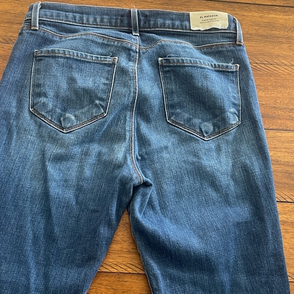 L’Agence El Matador High Rise Slim Denim Jeans Raw Hem Blue Sz 27 - Picture 11 of 12
